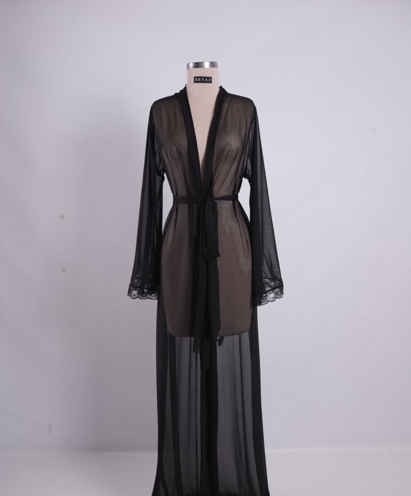 Black Long Lace Kimono