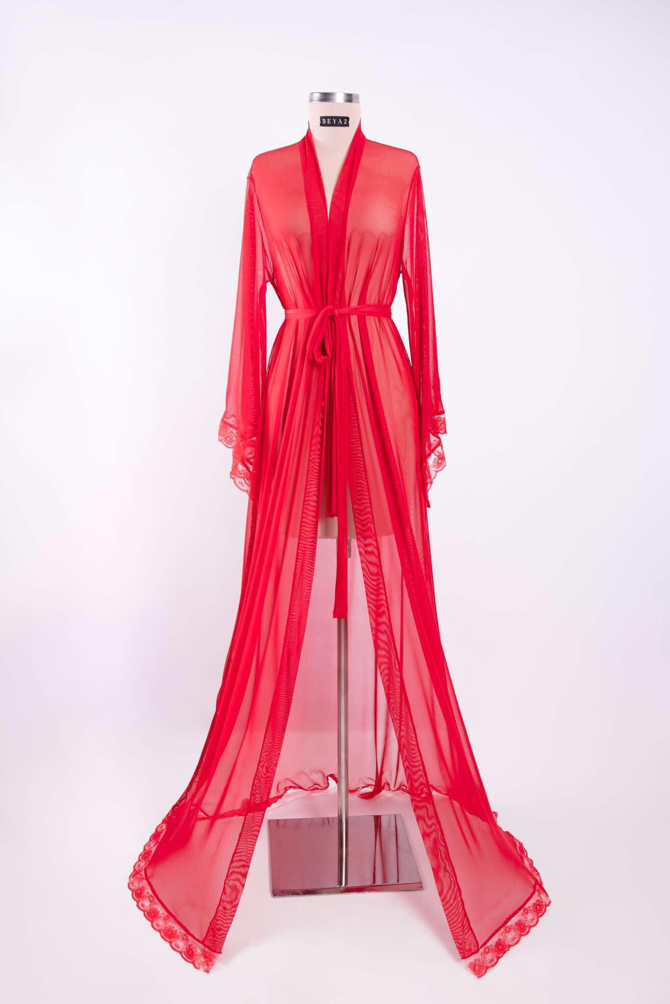 Red Long Lace Kimono